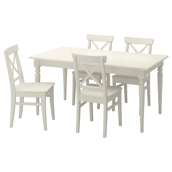 INGATORP / INGOLF Table and 4 chairs, white, 155/215 cm