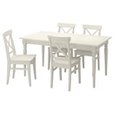 INGATORP / INGOLF Table and 4 chairs, white, 155/215 cm