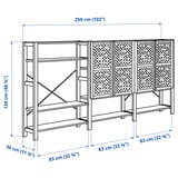 IVAR Shelving unit with doors, pine, 259x30x124 cm