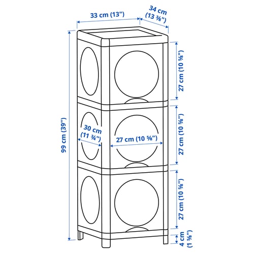 Illustration with measurements for the product: IVÖSJÖN.