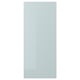 KALLARP high-gloss grey-blue kitchen cabinet door, sleek, straight lines, eco-friendly.