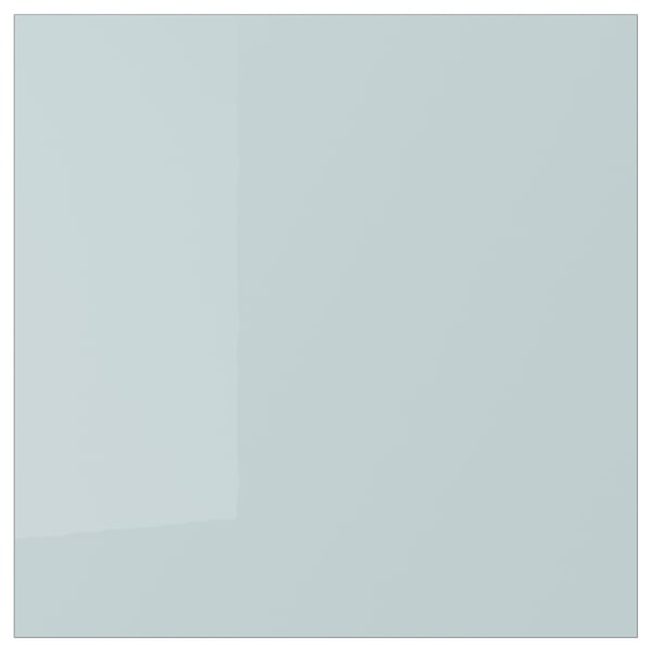 KALLARP high-gloss grey-blue kitchen cabinet, rectangular, modern design.