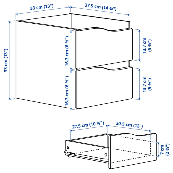 KALLAX Insert with 2 drawers, wave shaped/light grey-blue, 33x33 cm