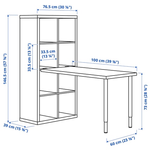 Illustration with measurements for the product: KALLAX.