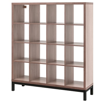 KALLAX Shelving unit with underframe, walnut effect/light grey black, 147x164 cm