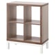 Option: KALLAX Shelving unit with underframe, walnut effect/light grey white, 77x94 cm