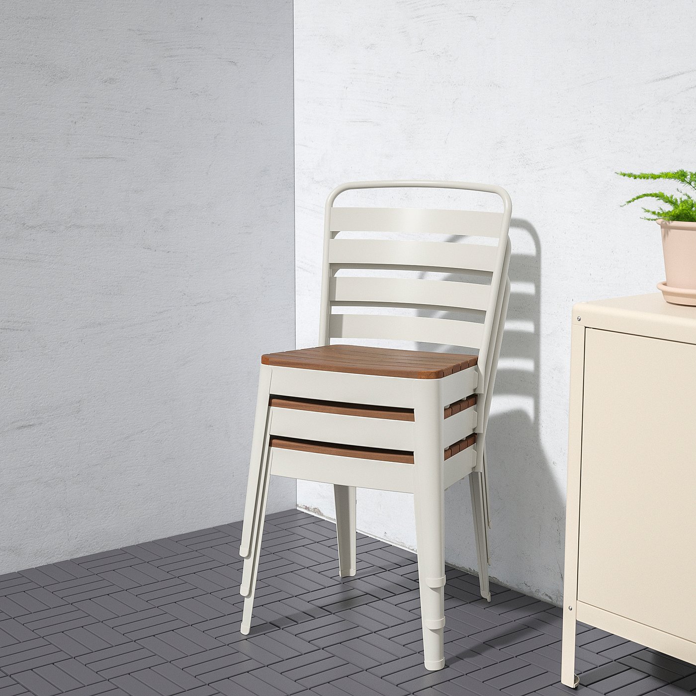 KLIMPFJÄLL / NORRMANSÖ table and 6 chairs, grey-brown/beige acacia