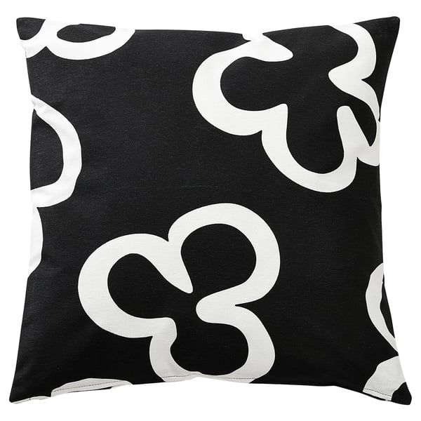 KLIPPBRÄCKA Cushion cover, black/white, 50x50 cm