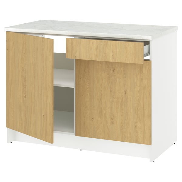 KNOXHULT Base cabinet with doors and drawer, oak effect, 120 cm