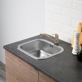 KNOXHULT Base cabinet with doors and drawer, wood effect/grey, 120 cm