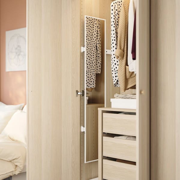 KOMPLEMENT Pull-out mirror, white, 28x130 cm