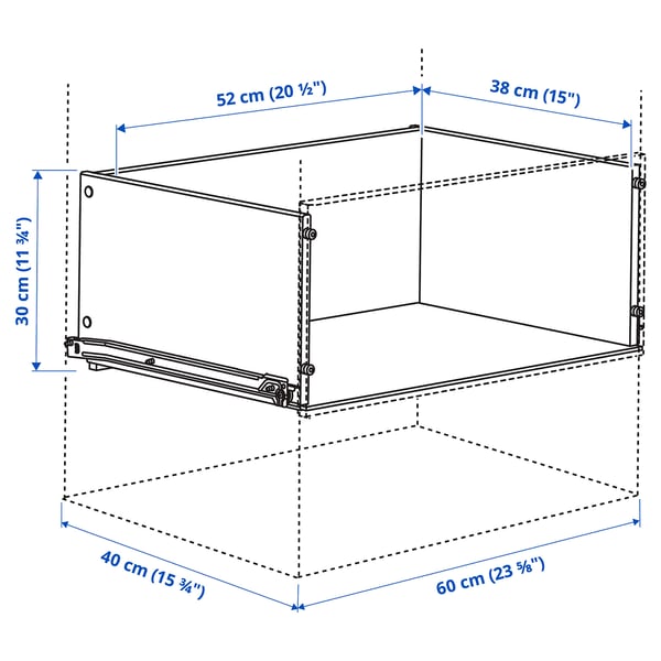 KONSTRUERA Drawer without front, white, 30x40 cm