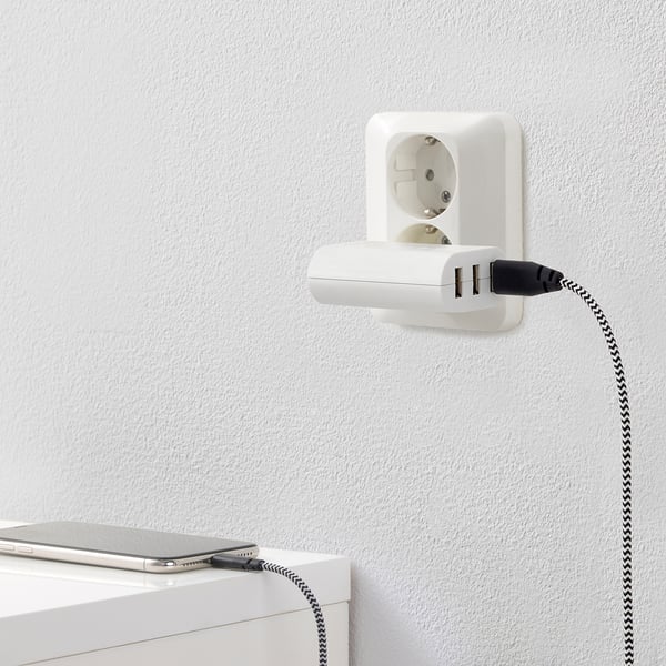 KOPPLA شاحن USB ذو 3 منافذ - أبيض - ايكيا