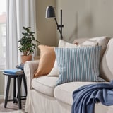KORALLBUSKE Cushion cover, light blue white/stripe pattern, 50x50 cm