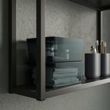 KUGGIS Box with lid, transparent black, 13x18x8 cm