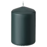 LÄTTNAD Unscented pillar candle, dark grey-green, 10 cm
