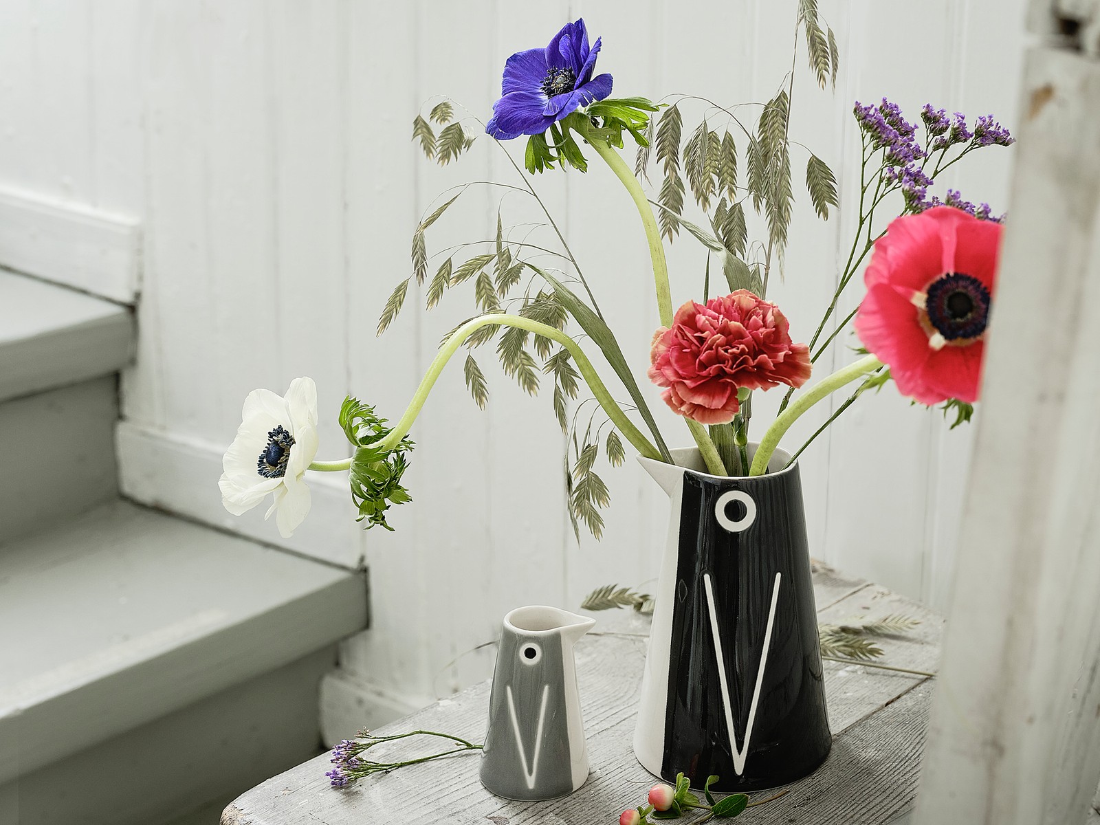 LÄTTSÅLD Vase/carafe, set of 2, penguin/black grey IKEA