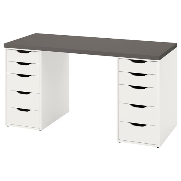 LAGKAPTEN / ALEX desk, dark grey/white, 140x60 cm IKEA