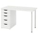 LAGKAPTEN / ALEX Desk, grid multicolour/white, 120x60 cm