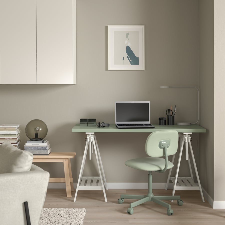 LAGKAPTEN / MITTBACK Desk, light green/white, 140x60 cm IKEA