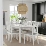 LANEBERG / EKEDALEN Table and 6 chairs, white white/Orrsta light grey, 130/190x80 cm