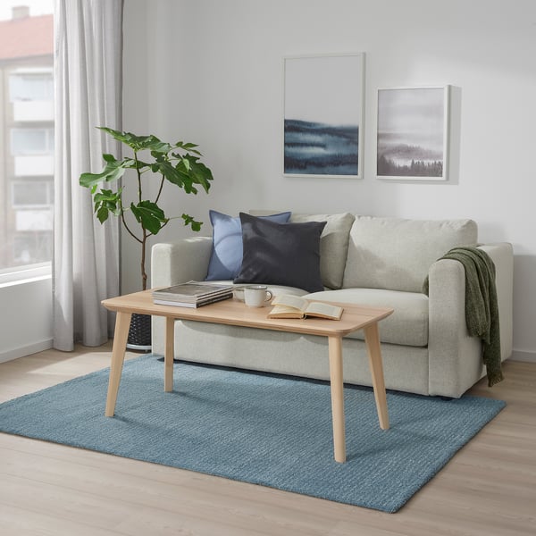 LANGSTED Rug, low pile, light blue, 133x195 cm