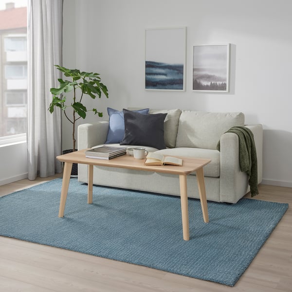 LANGSTED Rug, low pile, light blue, 170x240 cm