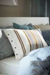 LAPPDUNÖRT Pillowcase, white/brown/striped, 50x80 cm