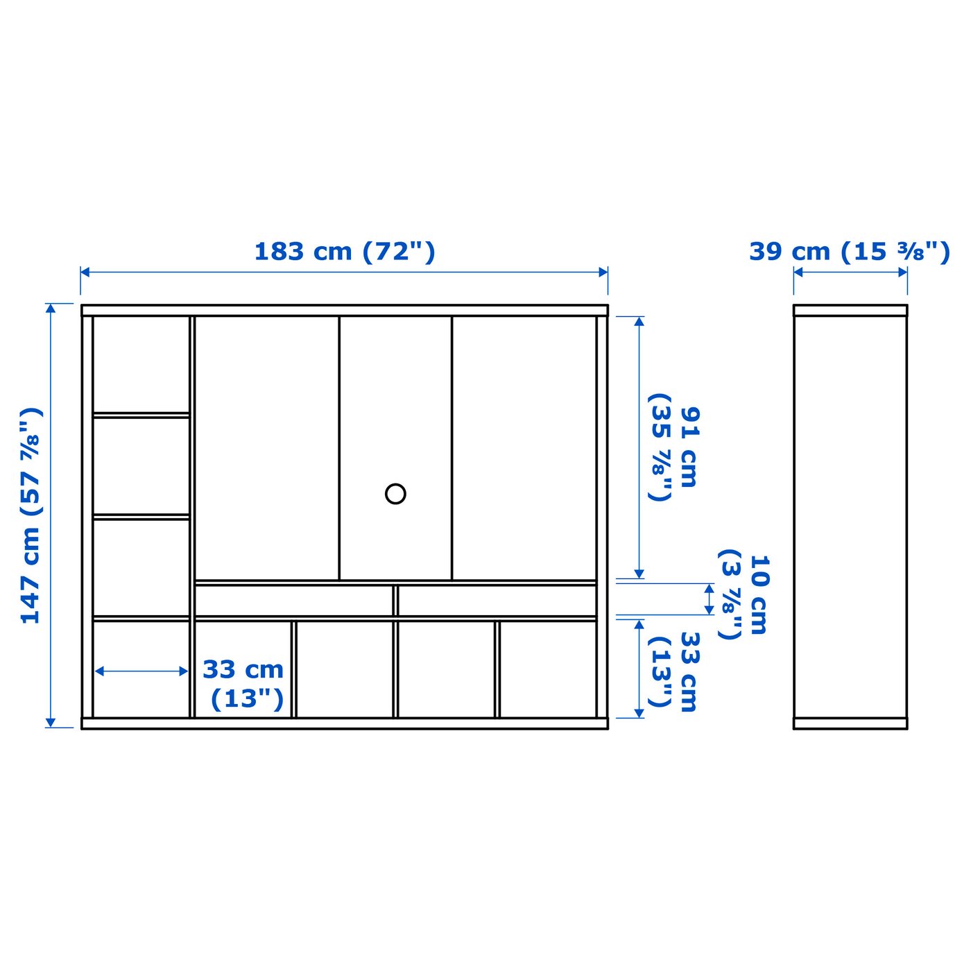 LAPPLAND TV storage unit, white, 183x39x147 cm - IKEA