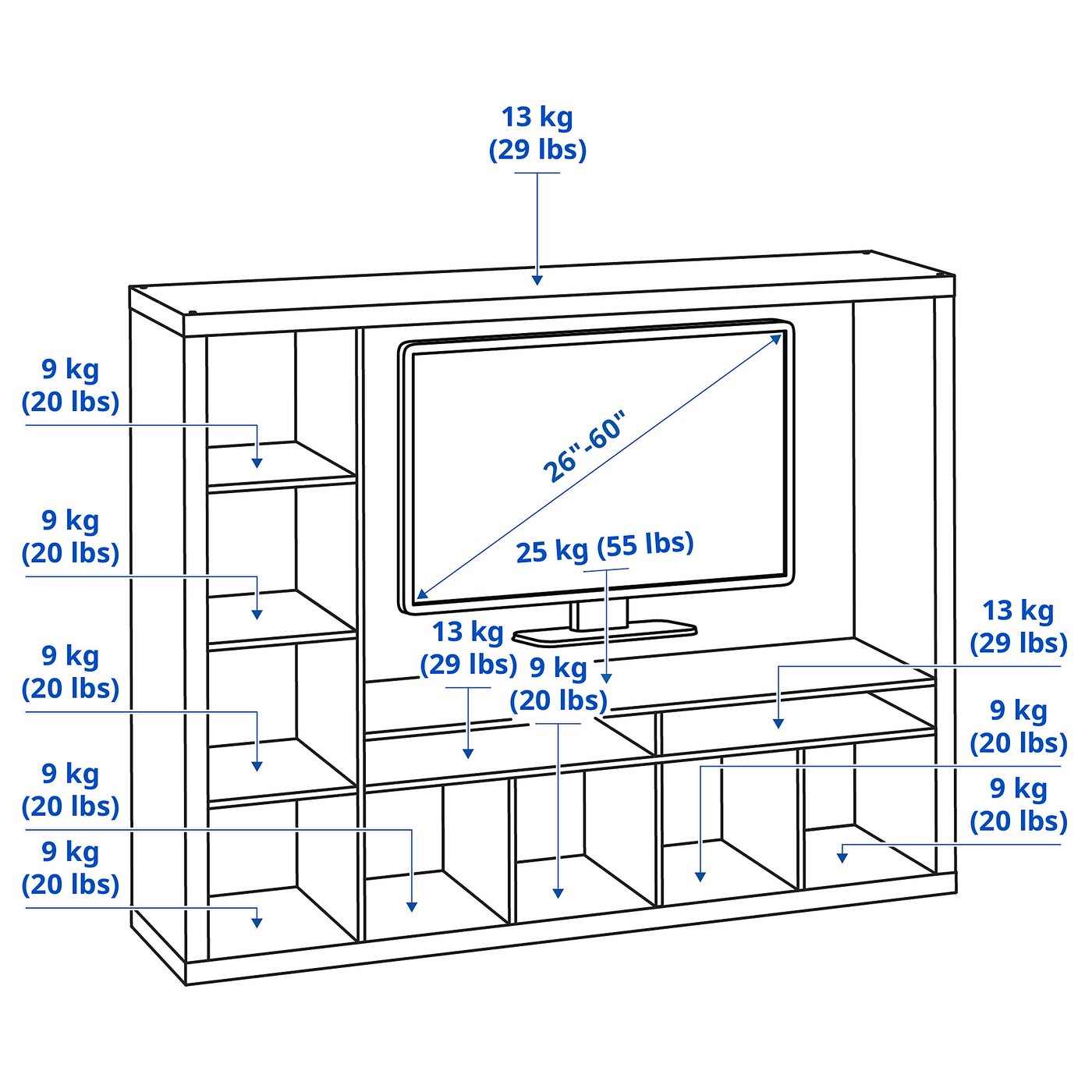 LAPPLAND TV storage unit, white, 183x39x147 cm - IKEA