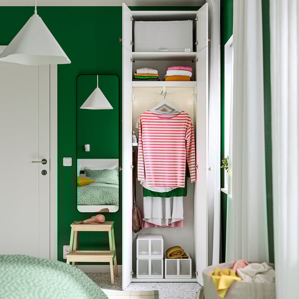 LASTARE Wardrobe combination, white/with height extension unit, 60x42x236 cm