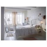 LEIRVIK Bed frame, white/Lindbåden, 140x200 cm