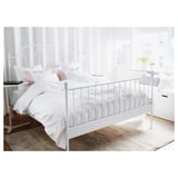 LEIRVIK Bed frame, white/Lindbåden, 140x200 cm