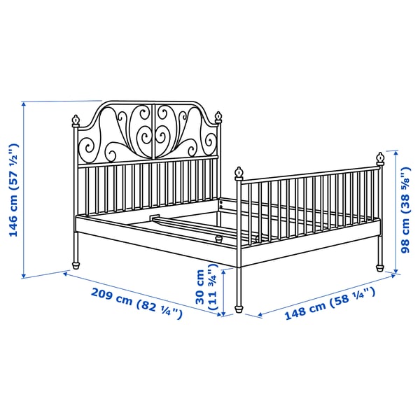 LEIRVIK Bed frame, white/Lönset, 140x200 cm