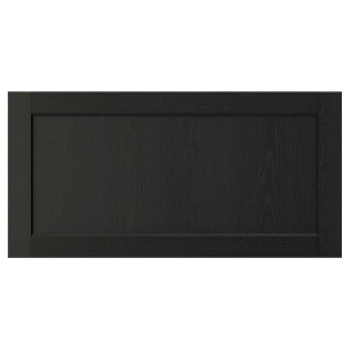 LERHYTTAN black kitchen drawer, traditional design with bevelled edges, solid & veneer ash wood.