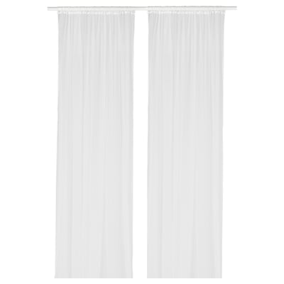 LILL Net curtains, 1 pair, white/with rod pocket, 280x300 cm