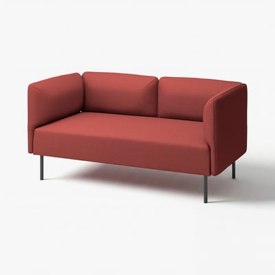 LILLEHEM red 2-seat sofa, modern design, fabric cover, metal legs, modular & comfortable.