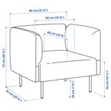 LILLEHEM Armchair with side table, Gunnared brown-red/wood