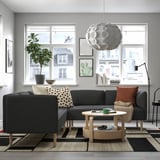 LILLEHEM Modular corner sofa, 4 seat, Gunnared dark grey/wood