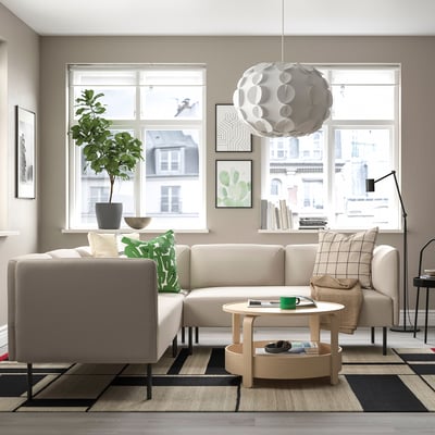 LILLEHEM Modular corner sofa, 4 seat, Vissle beige/metal