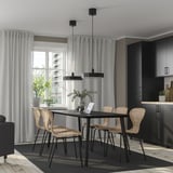LISABO / ÄLVSTA Table and 6 chairs, black/rattan black, 200x78 cm