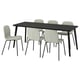 LISABO / KARLPETTER Table and 6 chairs, black/Gunnared light green black, 200x78 cm