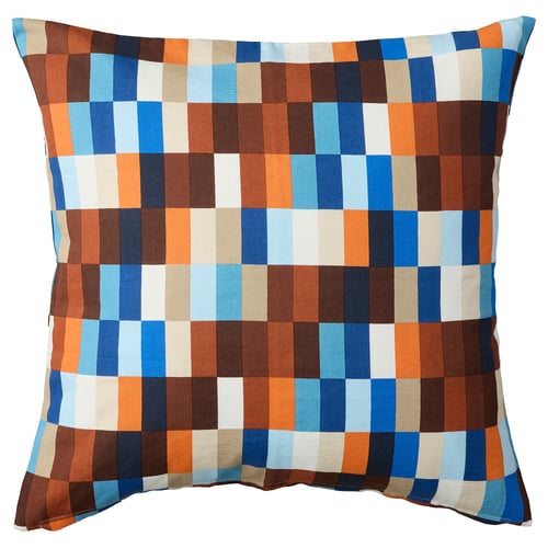 LÖVNATURSKOG Cushion cover, brown/blue, 50x50 cm