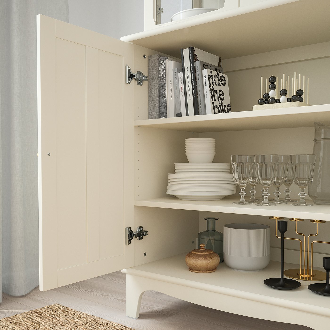 LOMMARP cabinet with glass doors, light beige, 86x199 cm - IKEA