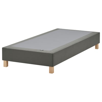 LYNGÖR Slatted mattress base, incl leg/dark grey, 90x200 cm
