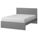 MALM Bed frame, high, grey stained/Leirsund, 160x200 cm