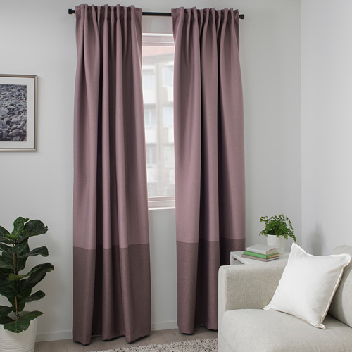 Marjun Room Darkening Curtains 1 Pair Lilac Ikea