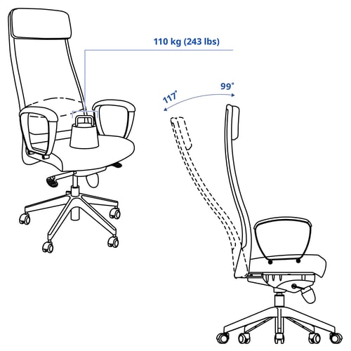 Illustration with measurements for the product: MARKUS.