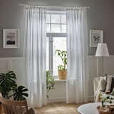 MATILDA Sheer curtains, 1 pair, white/with tab top, 140x300 cm