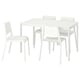 MELLTORP / TEODORES Table and 4 chairs, white, 125 cm